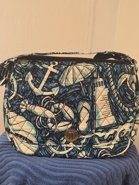 Vera Bradley Blue, White & Teal Nautical Quilted Crossbody Bag